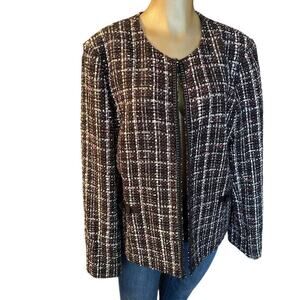TAHARI ARTHUR S. LEVINE Women 16 Tweed Metallic Blazer Jacket EUC